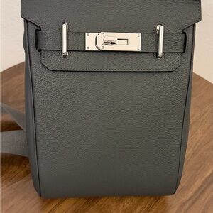 H inspired Charcoal Gray Leather Men's Bag